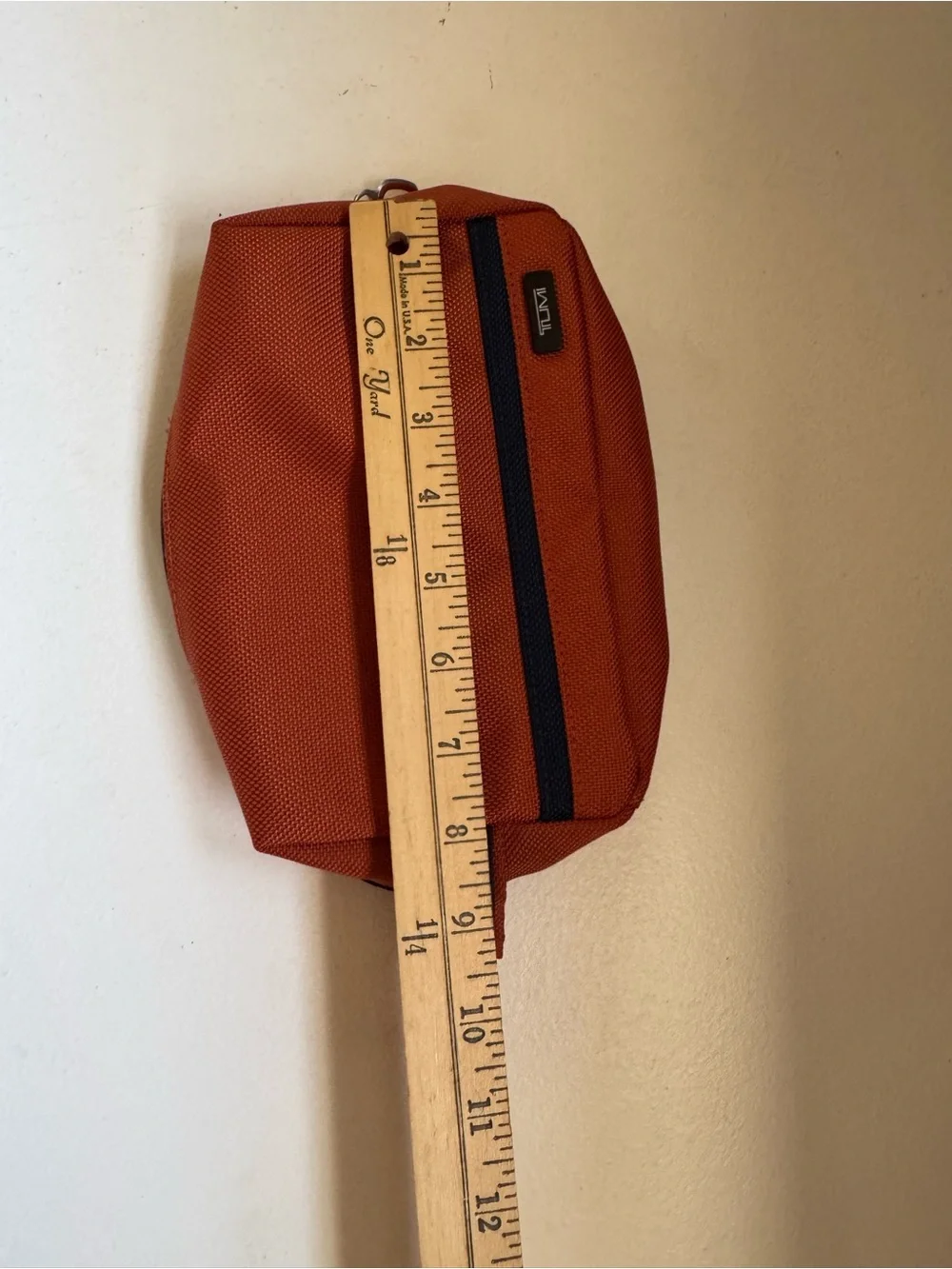 TUMI Travel Kit Small Accessory Pouch Orange with blue Trim